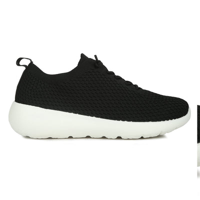 knitted lace up sneakers#color_black