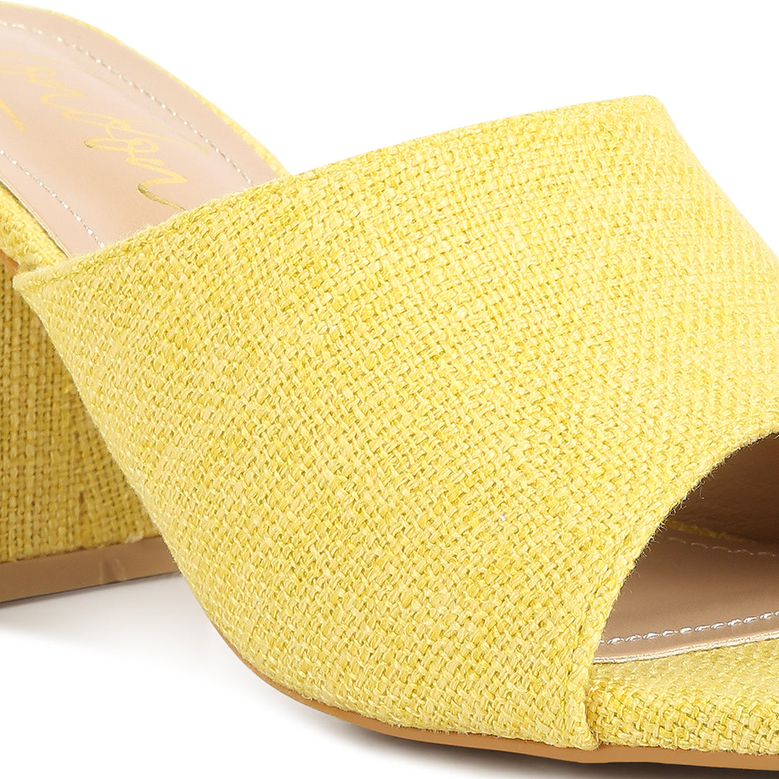 block heel slip on sandals#color_yellow