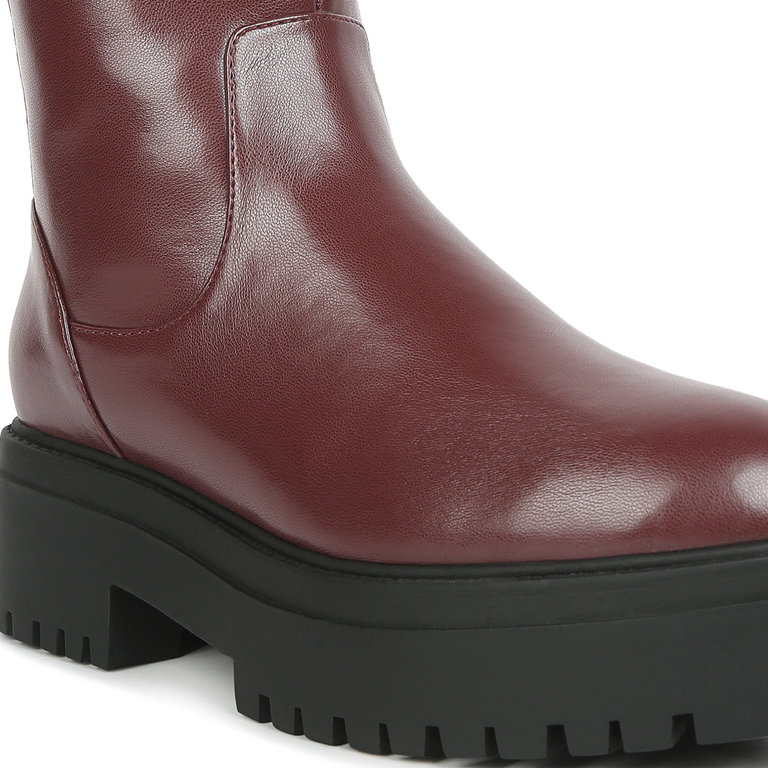 panelled lug sole boots#color_burgundy