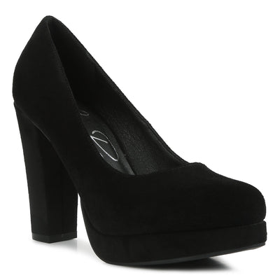 delia seude block heel pumps#color_black