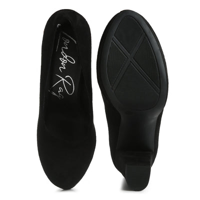 delia seude block heel pumps#color_black