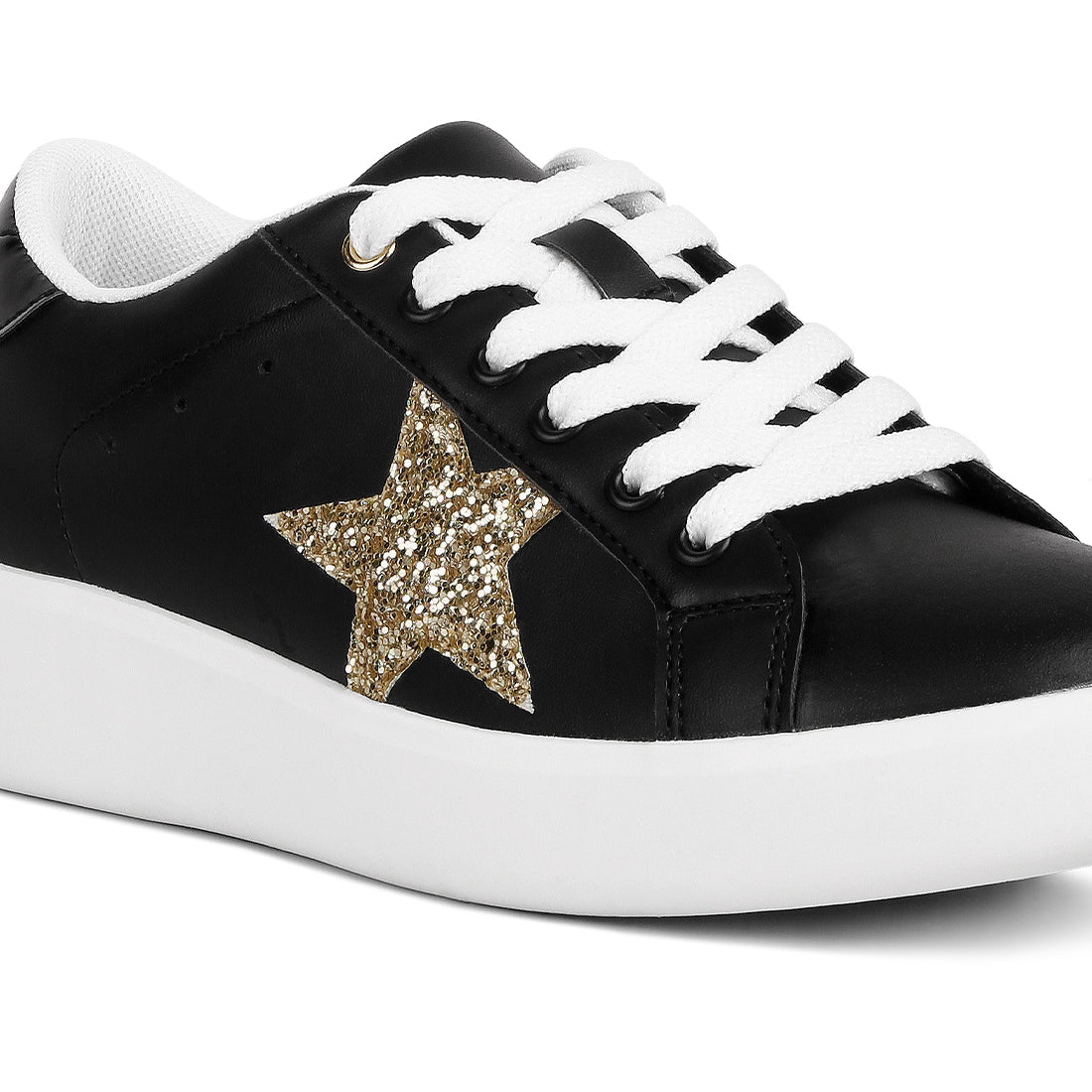glitter star detail sneakers#color_black