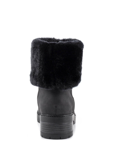 Black Fur Lining Boots - Black
