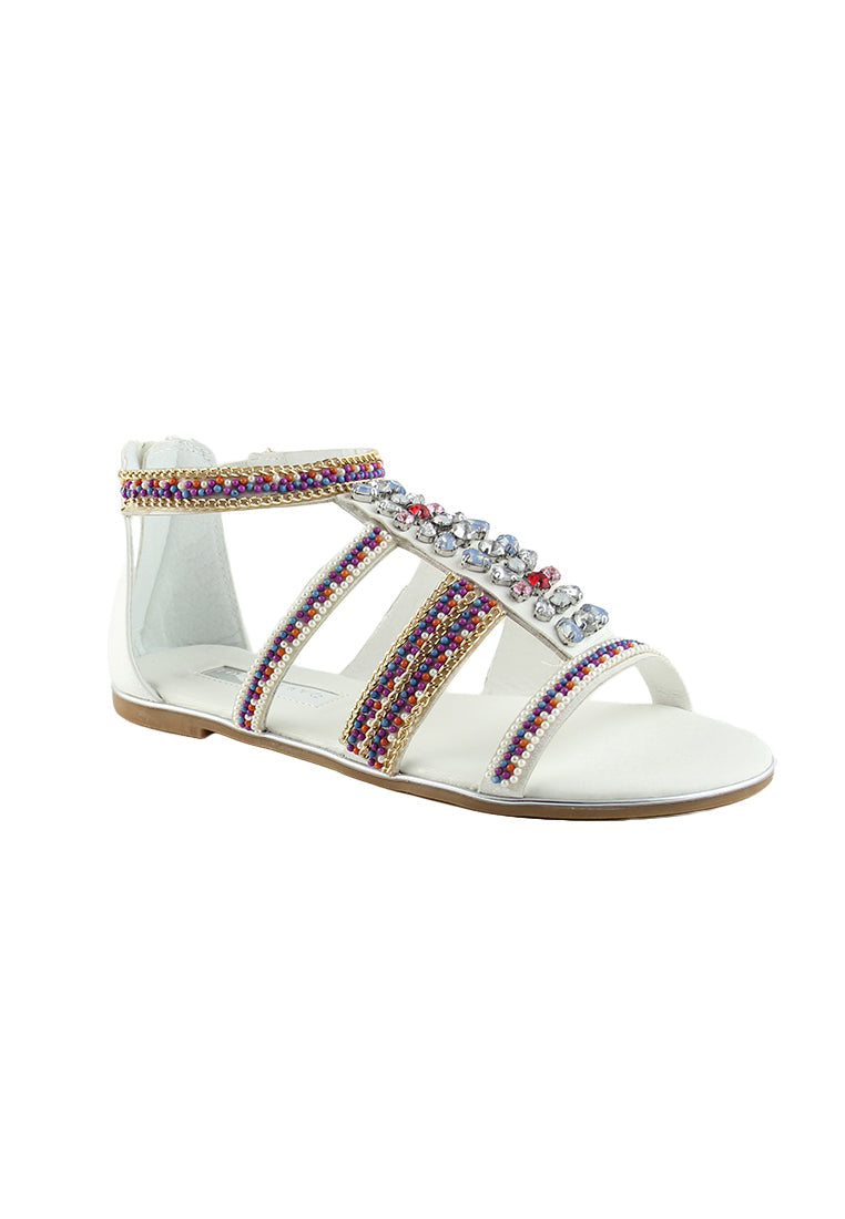 White Flat Sandals - White