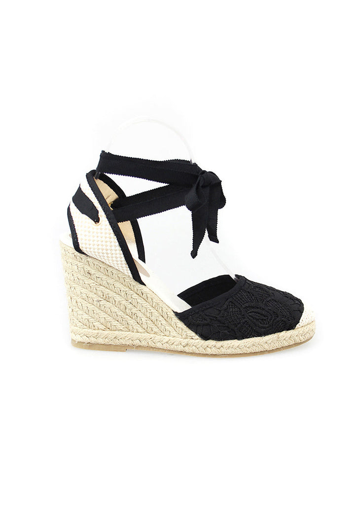 Black Wedge Sandals - Black