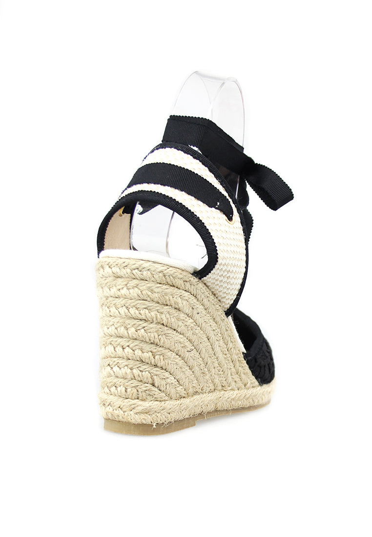 Black Wedge Sandals - Black