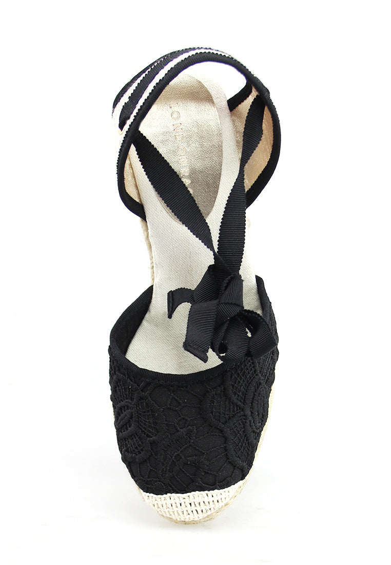 Black Wedge Sandals - Black