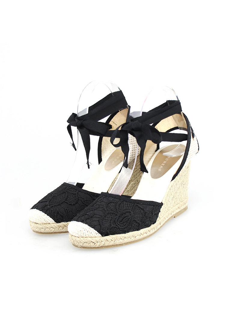 Black Wedge Sandals - Black