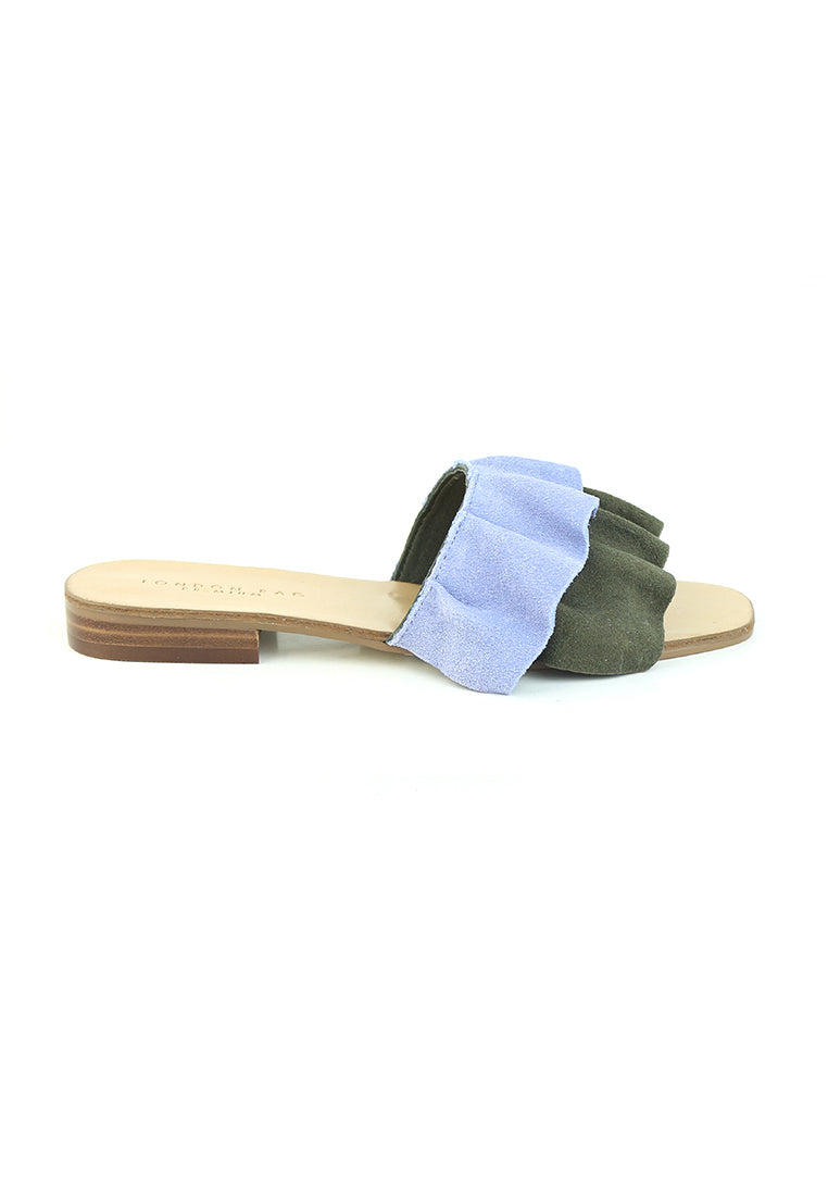 Blue - Green Flat Frill Slip-On Sandal - Blue