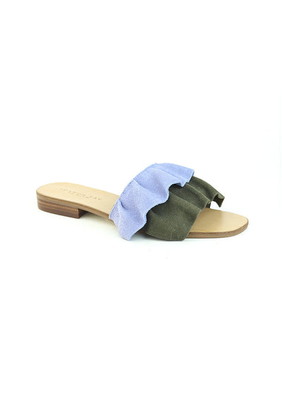 Blue - Green Flat Frill Slip-On Sandal - Blue