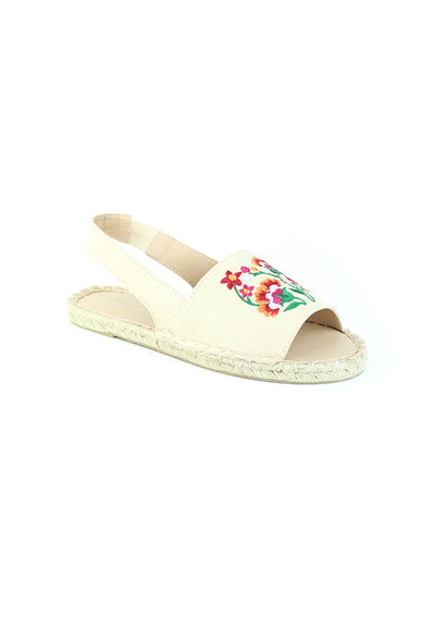 Nude Flat Embroidered Espadrilles