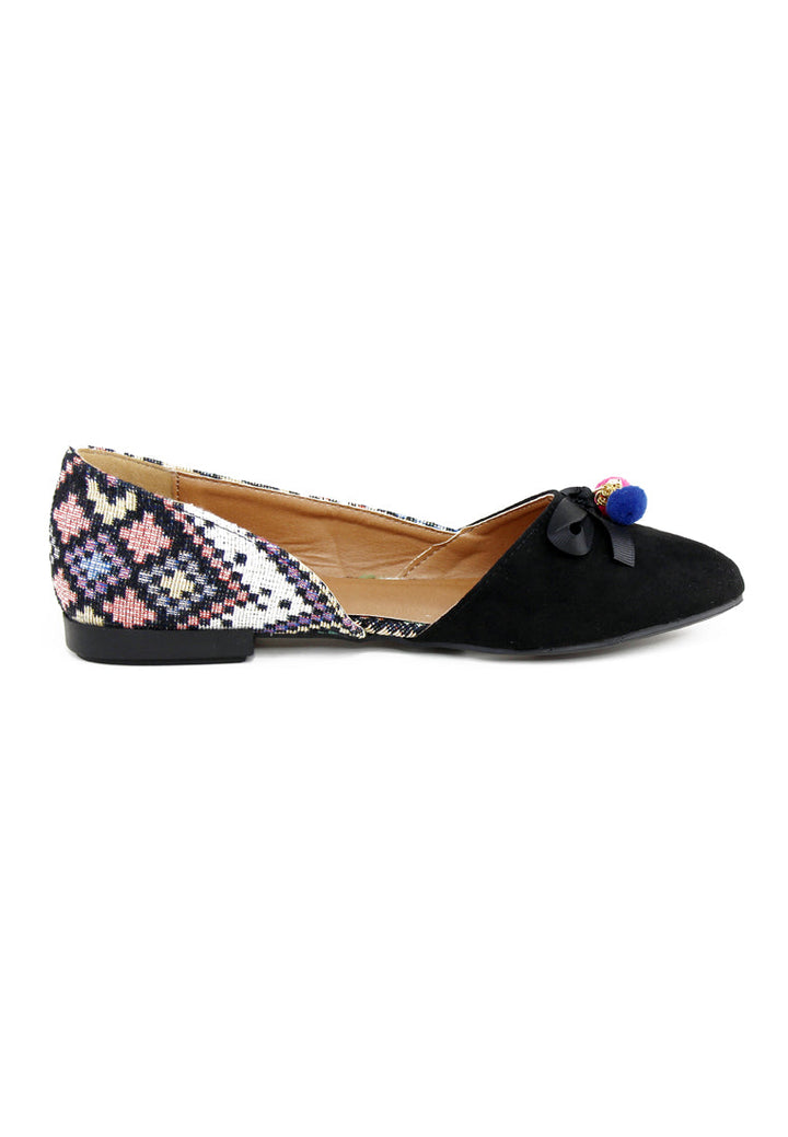 Black Printed Ballerina - Black