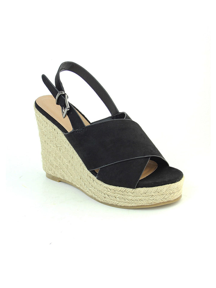Black Wedge Sandals - Black