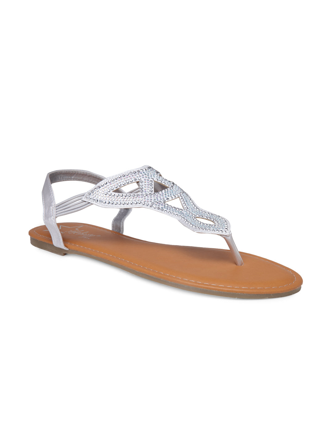 Silver Flat Sandals - Silver