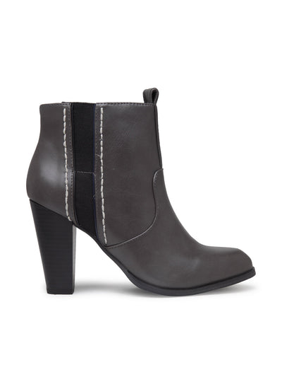 Grey Heeled Ankle Boot - Grey