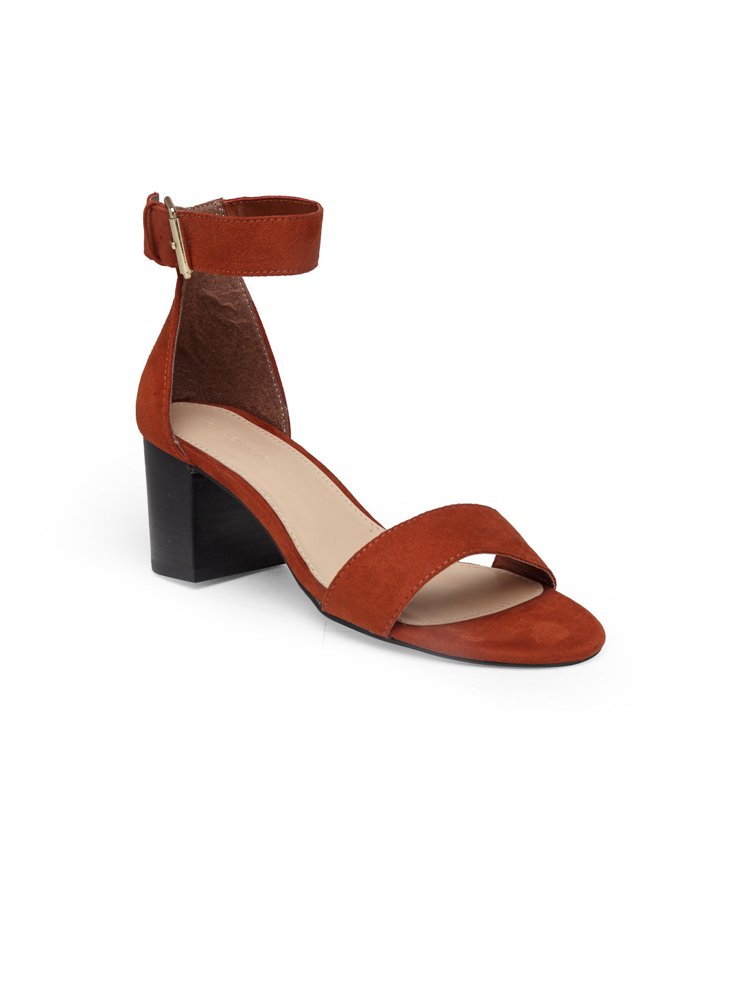 Mid- Heeled Red Sandals - Brown