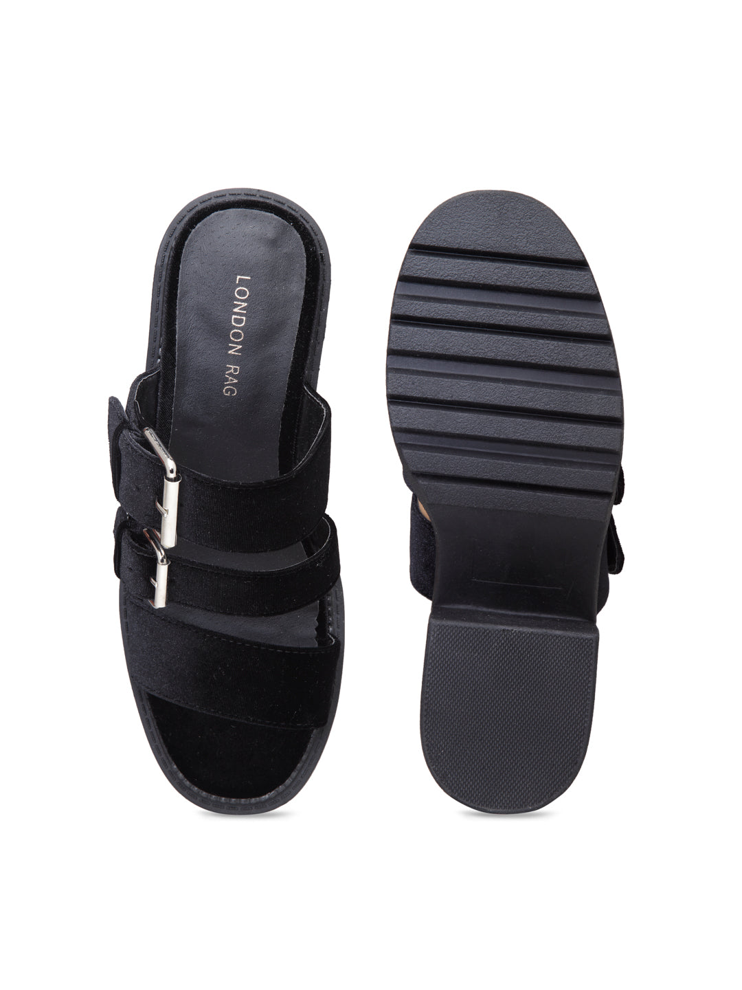 Platform Heeled Sandal - Black