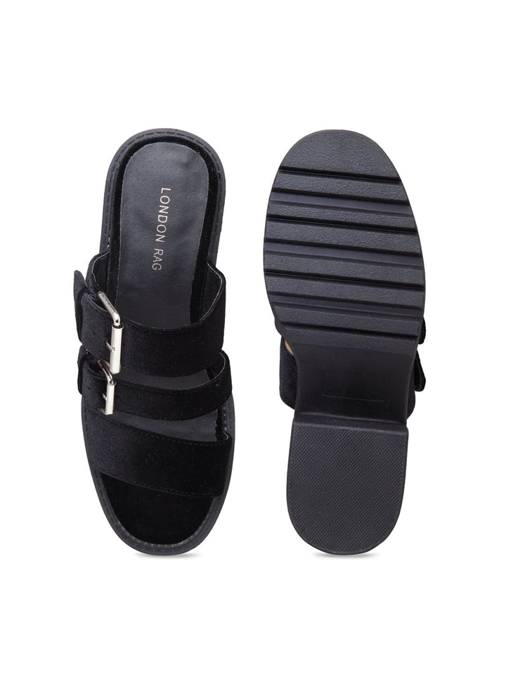 Platform Heeled Sandal - Black