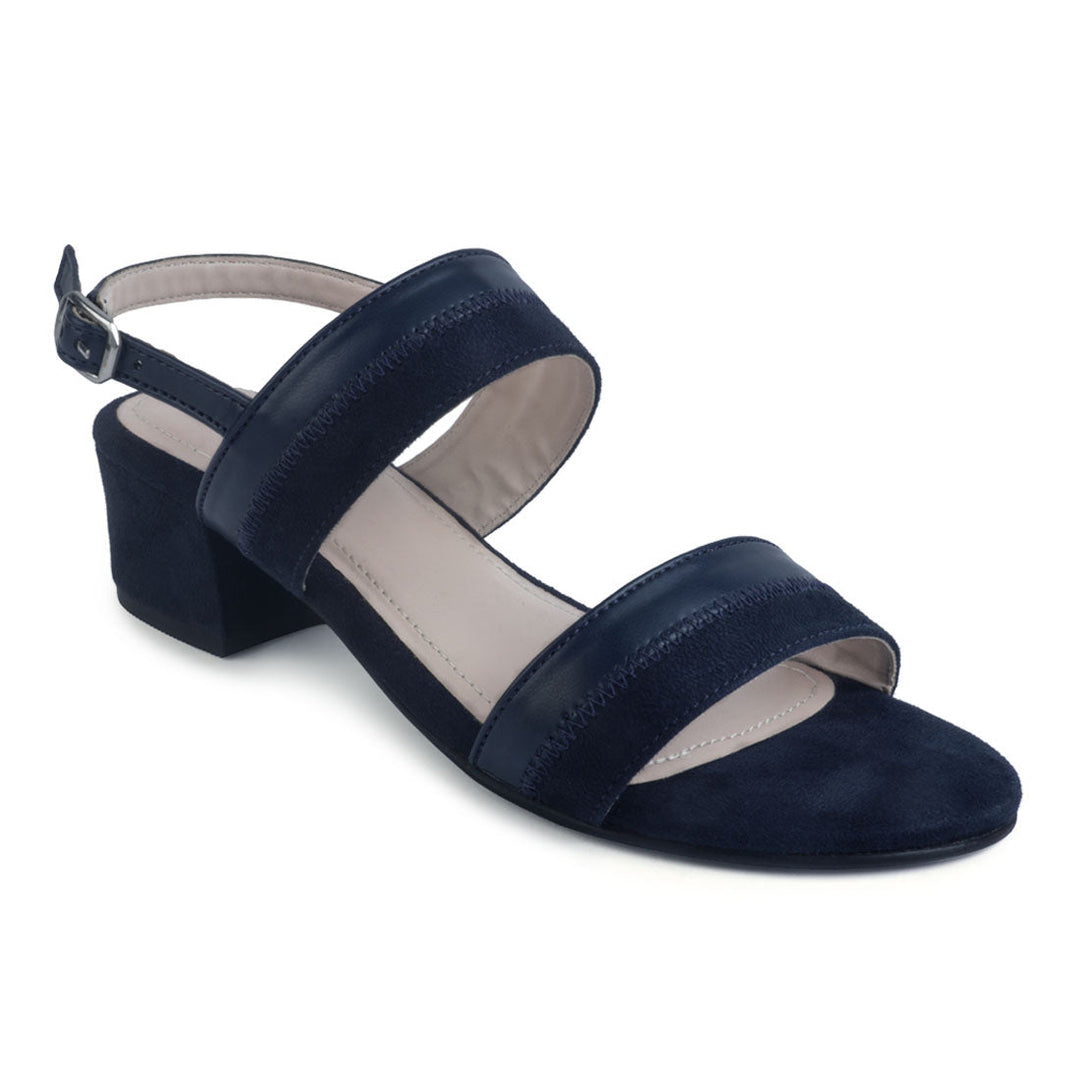 Navy Slingback Block Heel Sandal - Blue