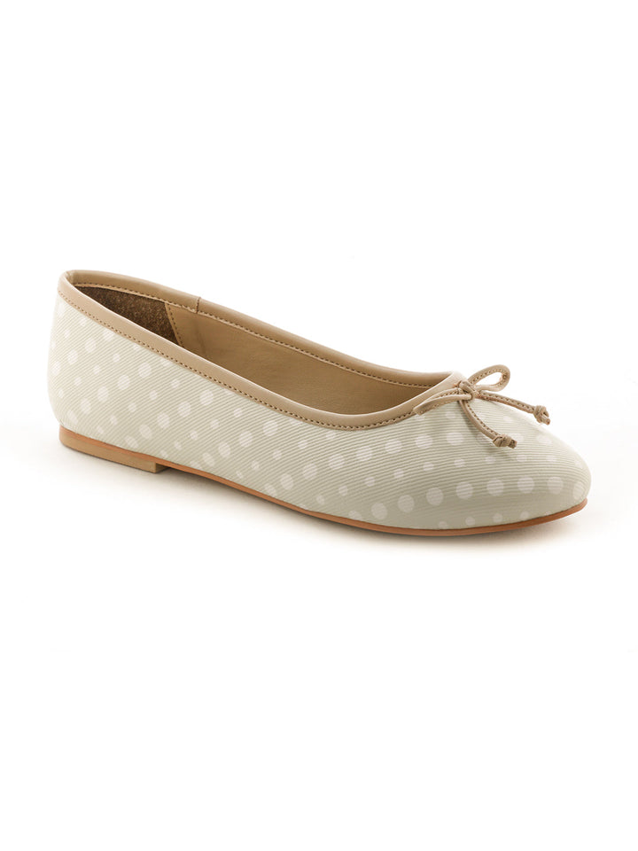 Polka Dot Beige Ballerinas - Beige