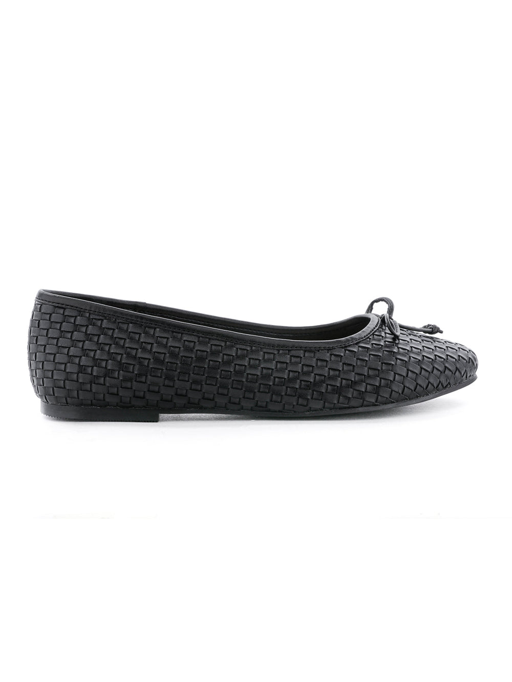 Weaving Embossed Black Ballerinas - Black