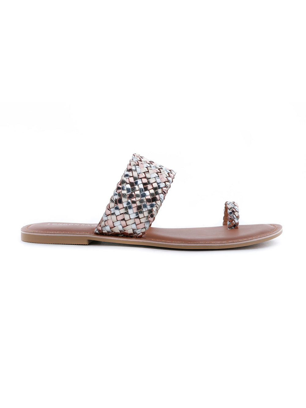 Gold Silver Metallic Weaved One Toe Sandal - Gold