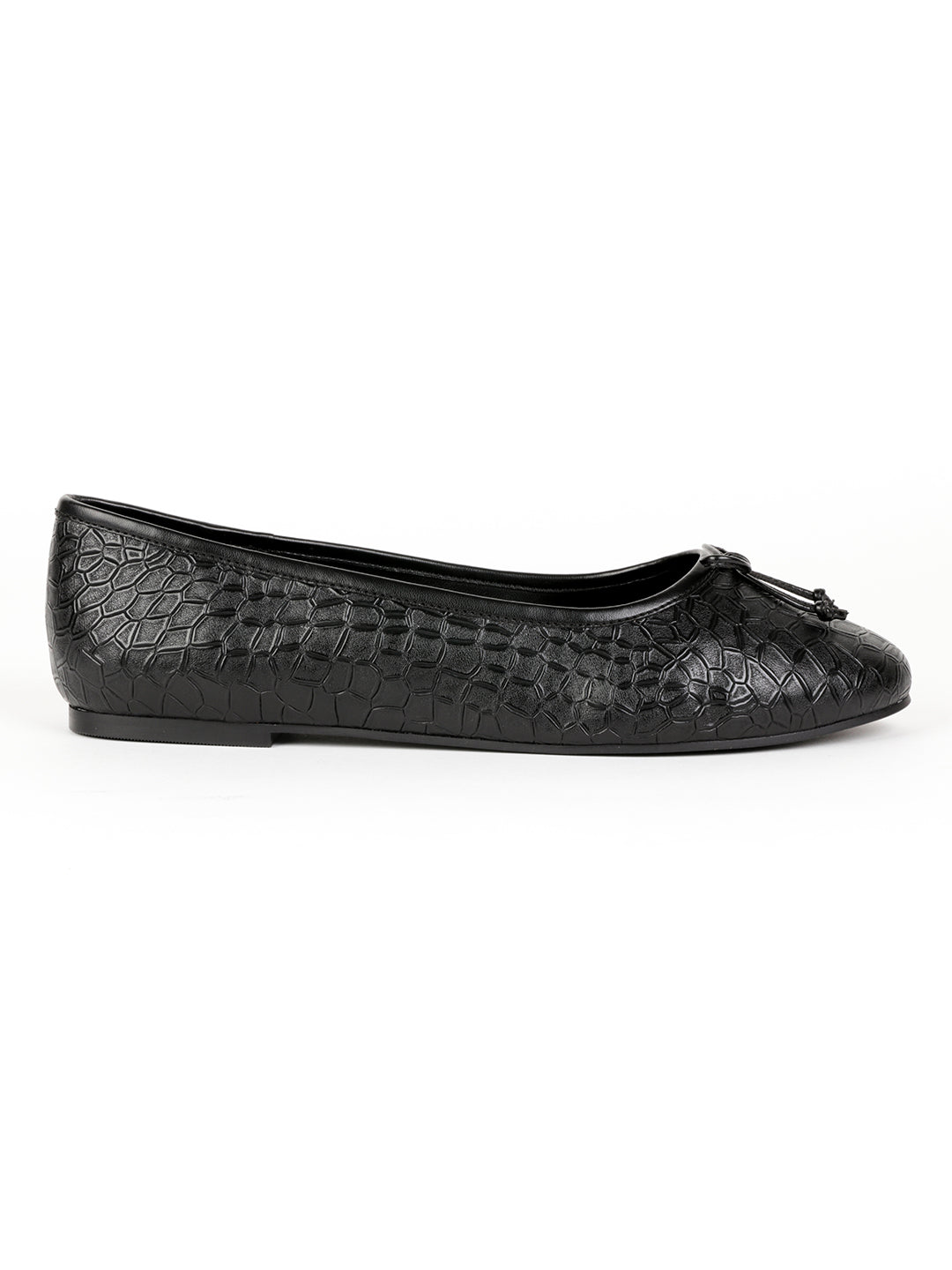 Crock Textured Black Ballerinas - Black