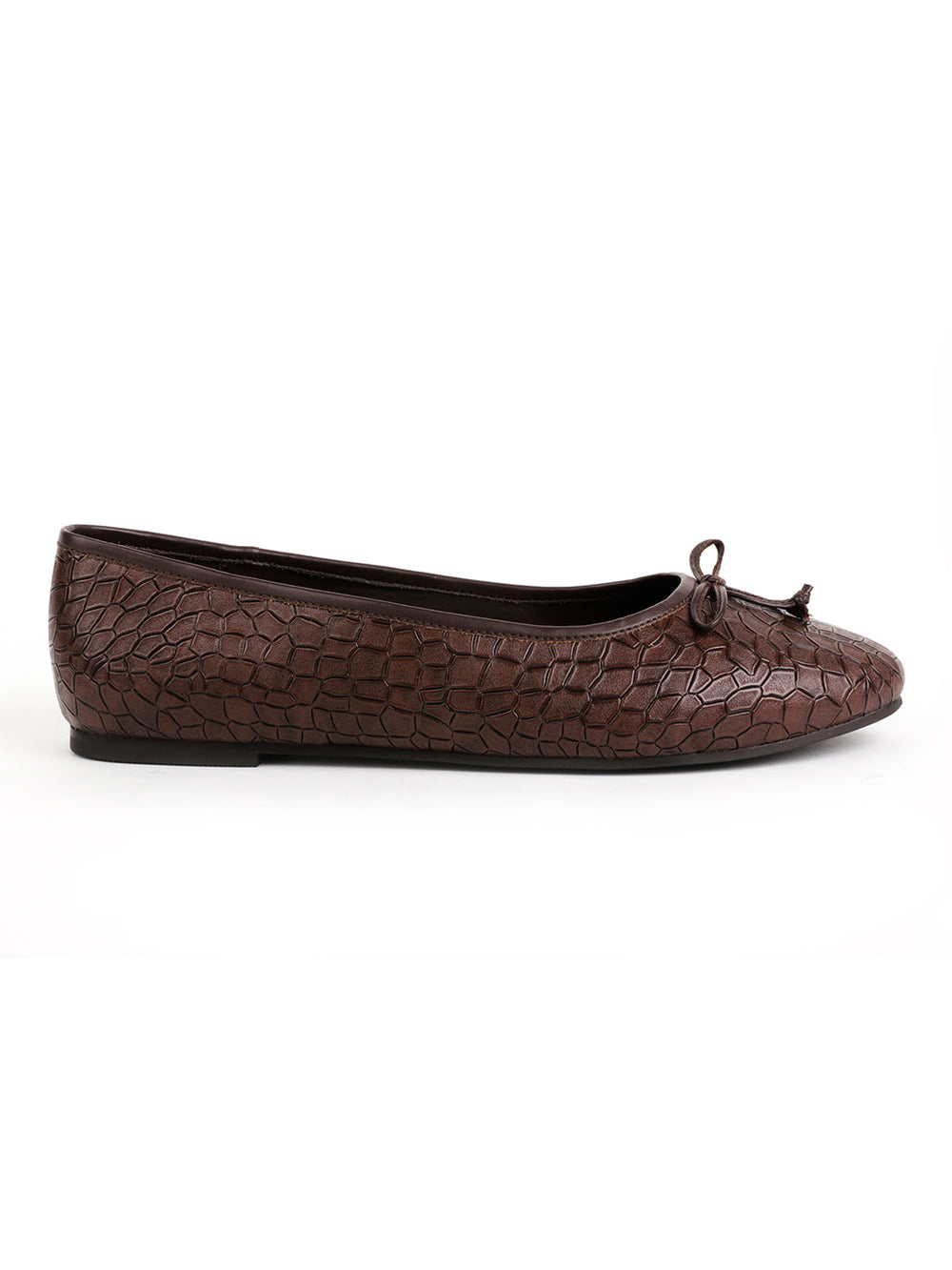 Crock Textured Brown Ballerinas - Brown