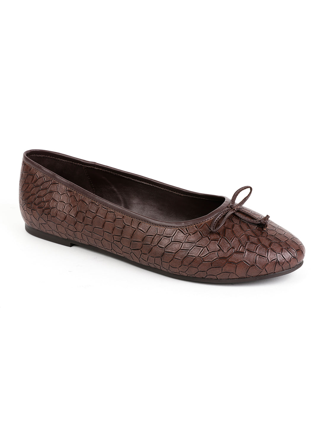 Crock Textured Brown Ballerinas
