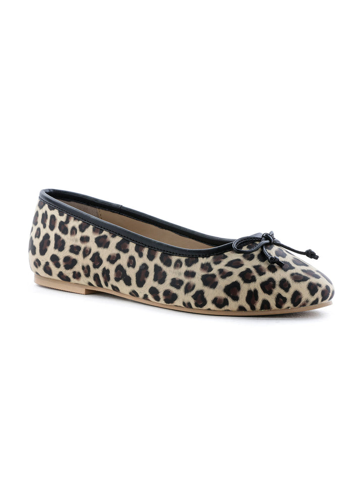 Leopard Print Ballerinas - Beige