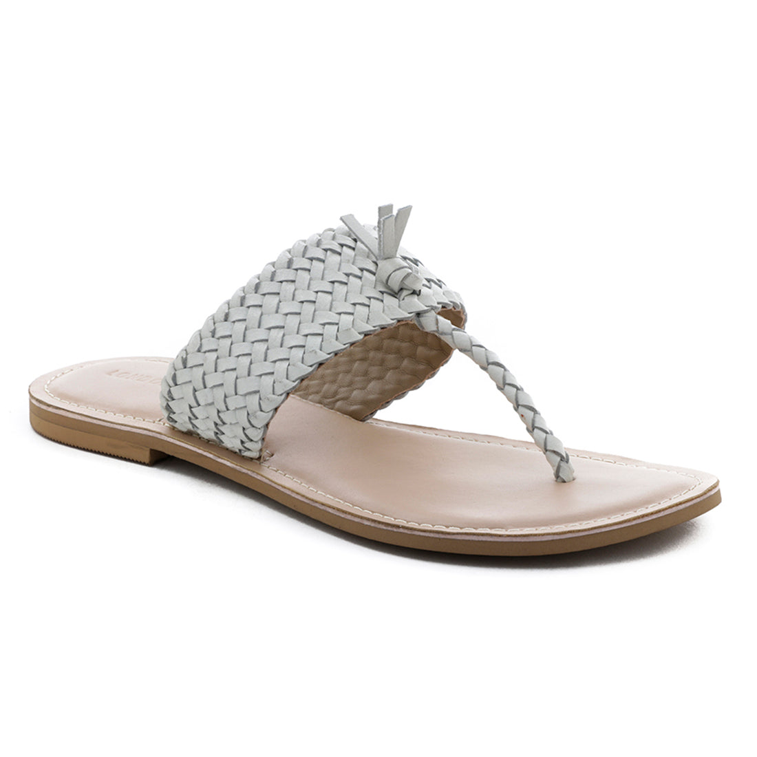 White Weaved Thong Sandal - Beige