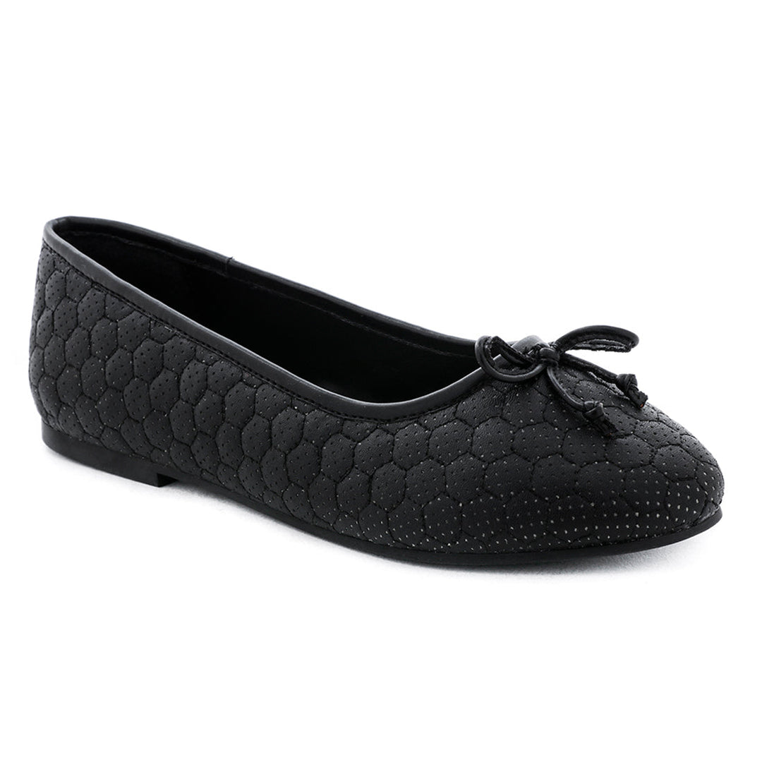 Football Stitched Black Ballerinas - Black