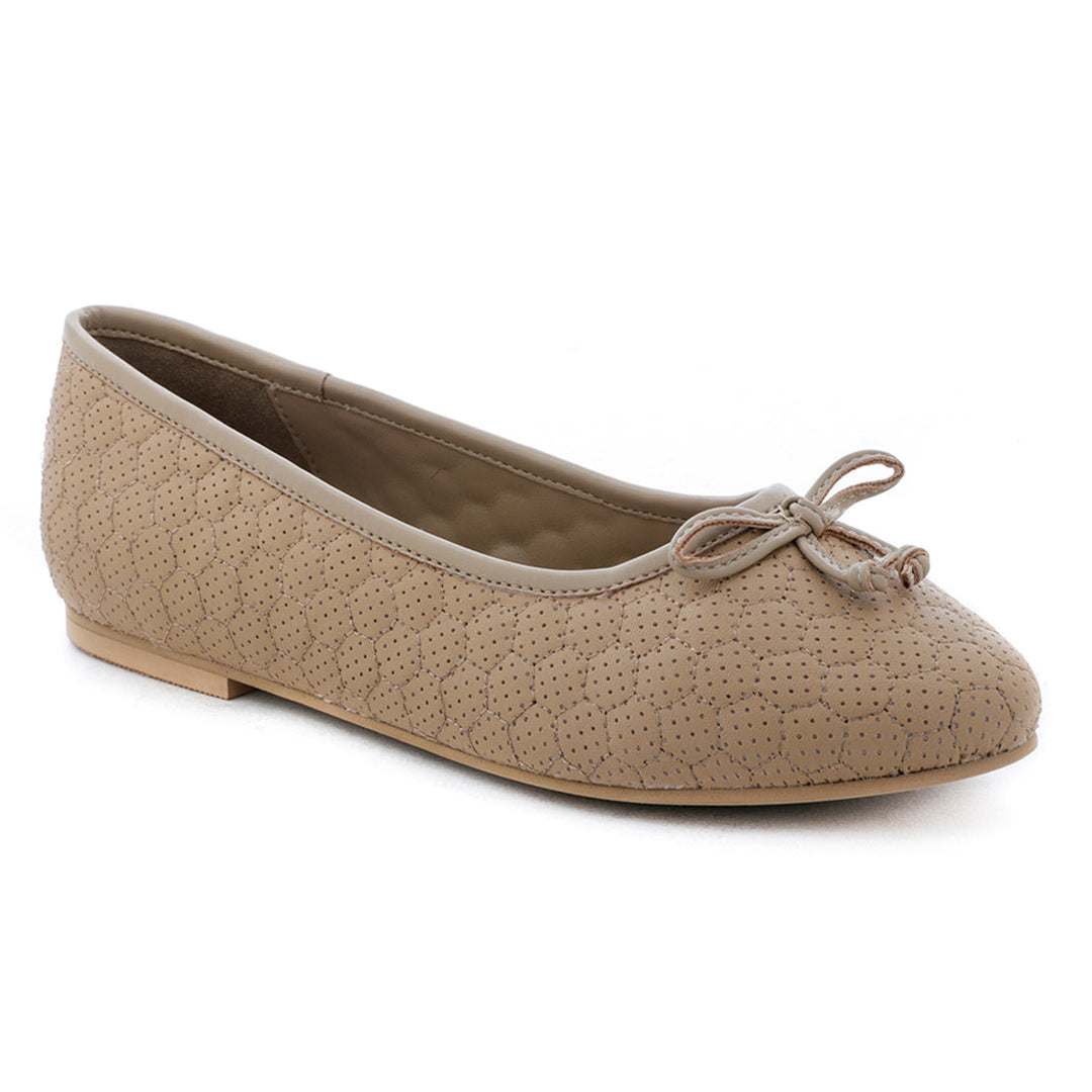 Football Stitched Tan Ballerinas - Tan