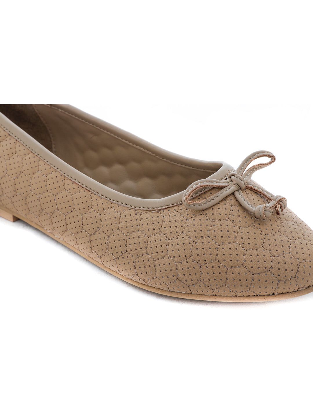 Football Stitched Tan Ballerinas - Tan