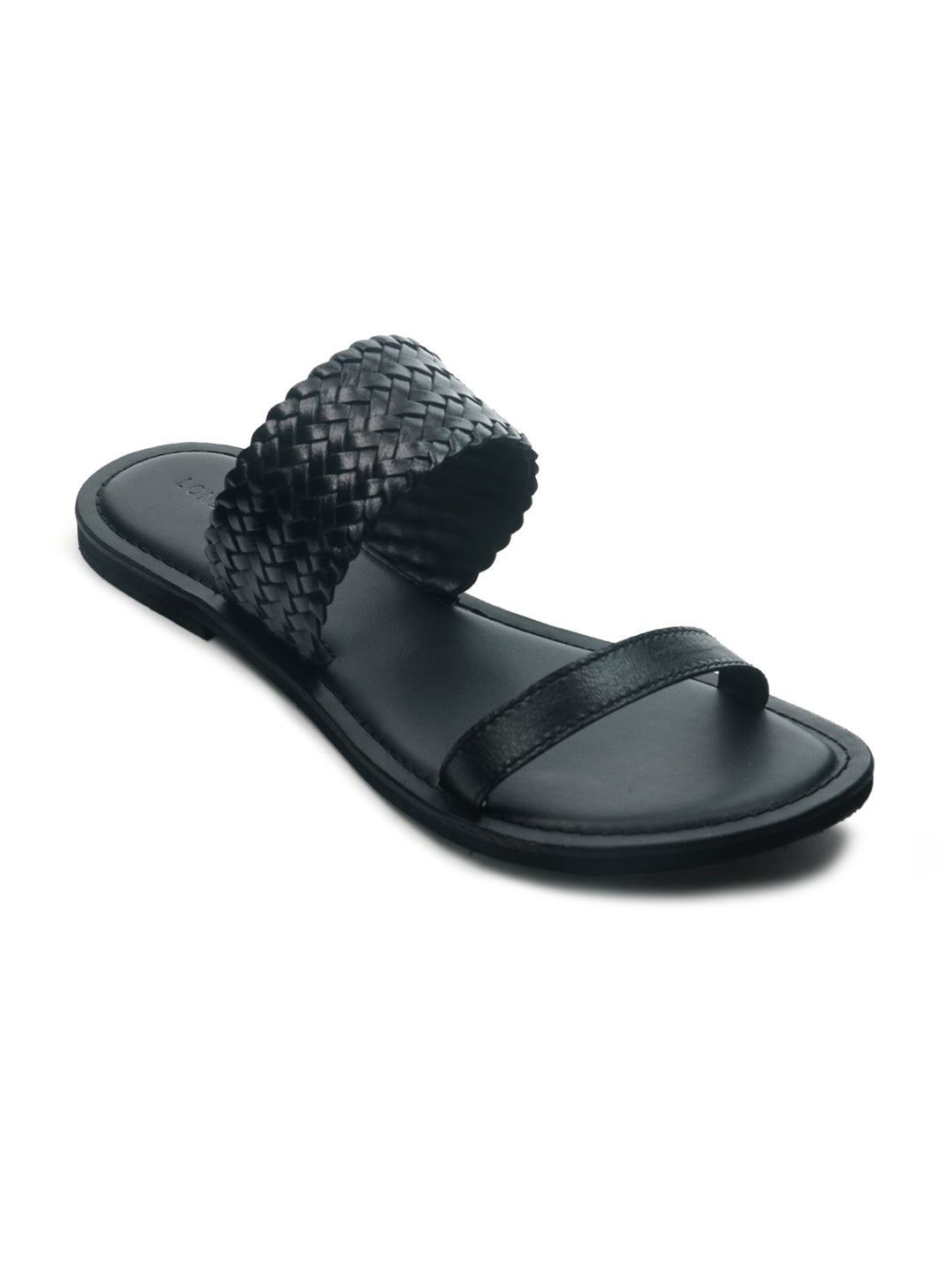 Black Weaved Strap Sandal - Black