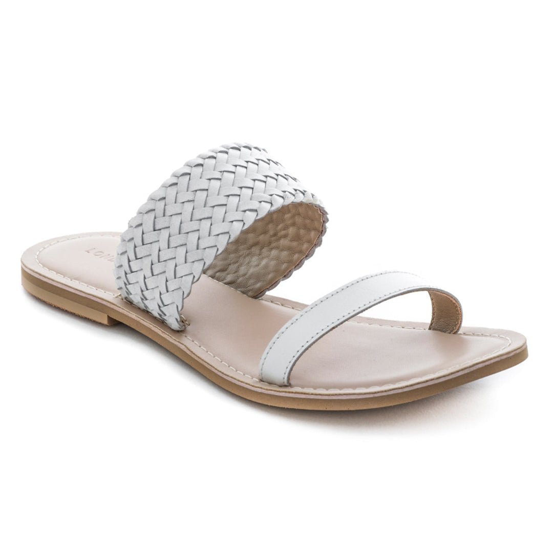 White Weaved Strap Sandal - White