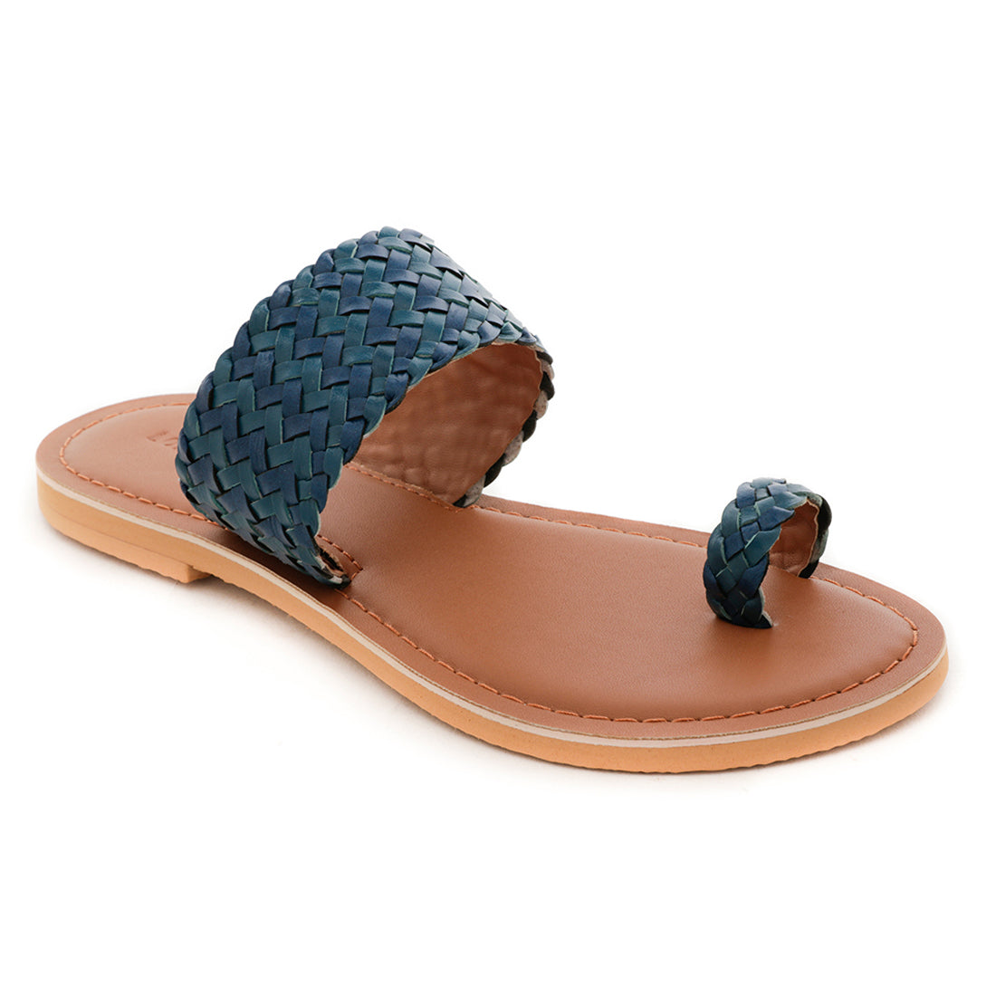 Blue Weaved One Toe Sandal - Navy