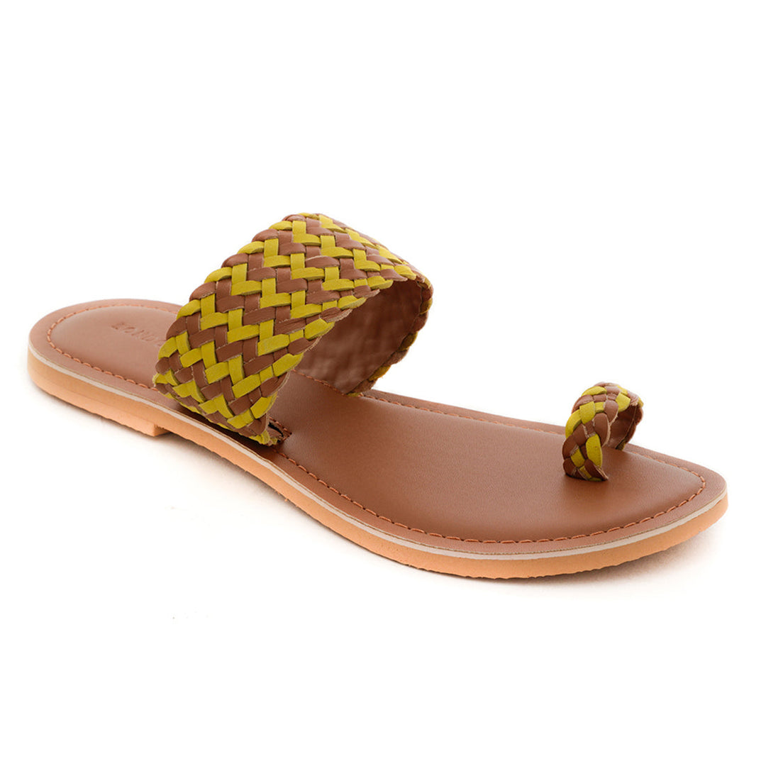 Mustard Weaved One Toe Sandal - Yellow