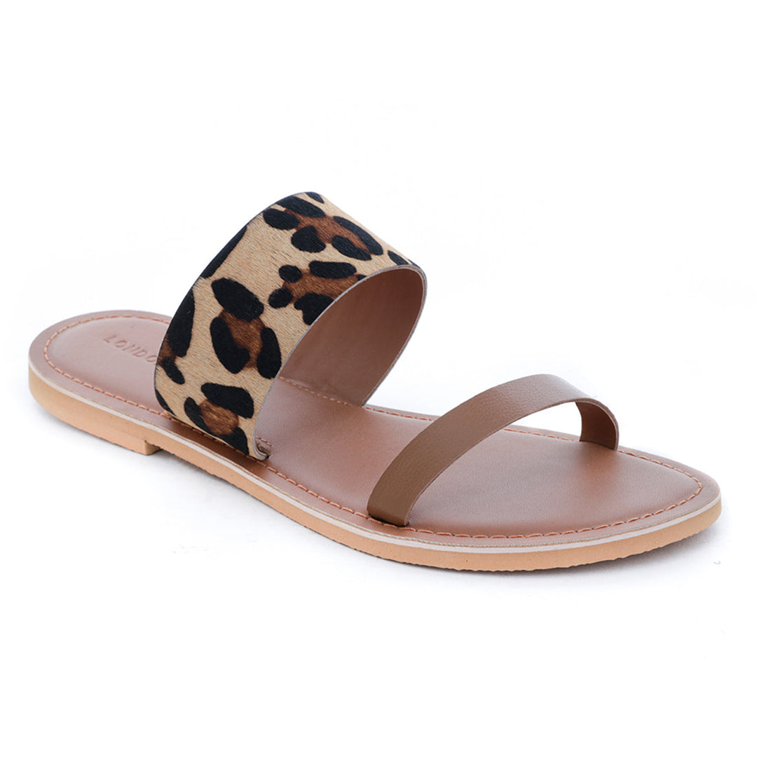 Leopard Print Sliders - Tan