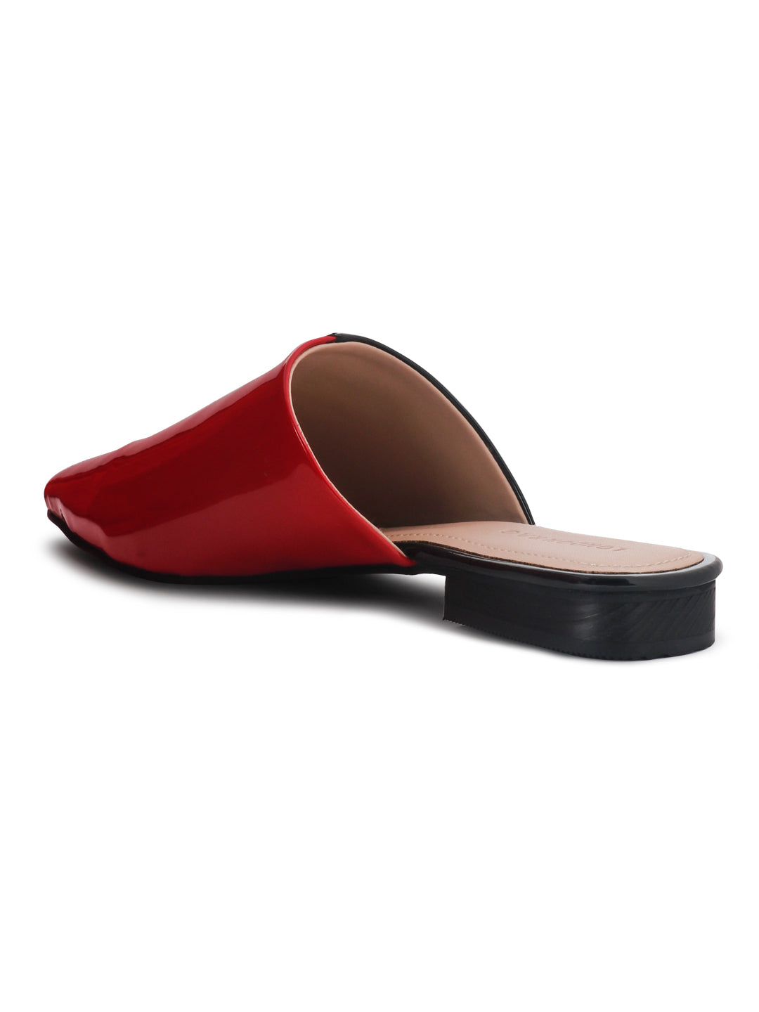 Pointed Toe Contrast Mules - Red