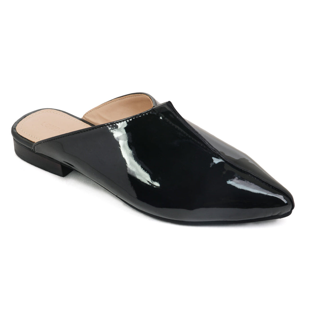 Black Patent Mules - Black