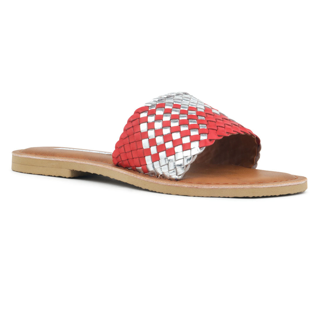 Red & Silver Woven Strap Slip-On - Red