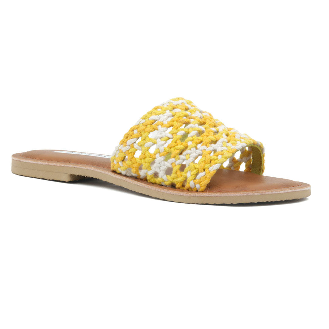 Yellow & White Woven Cotton Strap Slip-On - Yellow
