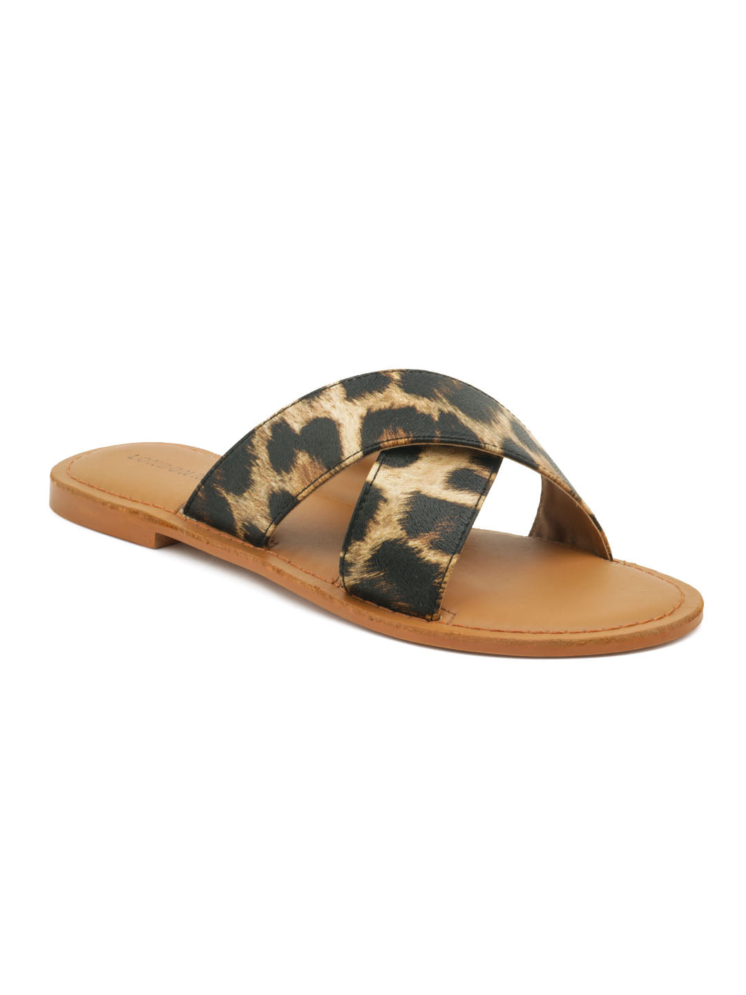 Tan Leopard Print Slip-On Sandal - Tan