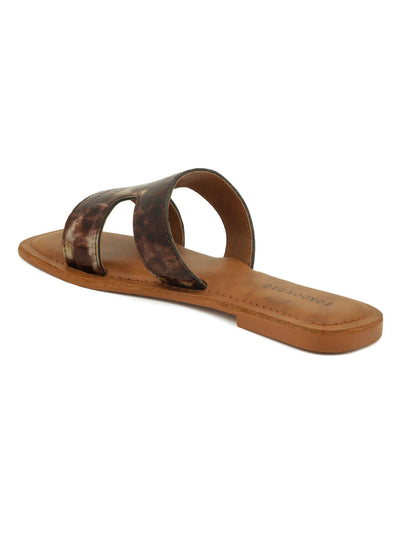 Bronze Croc Print Slip-On Sandal - Bronze