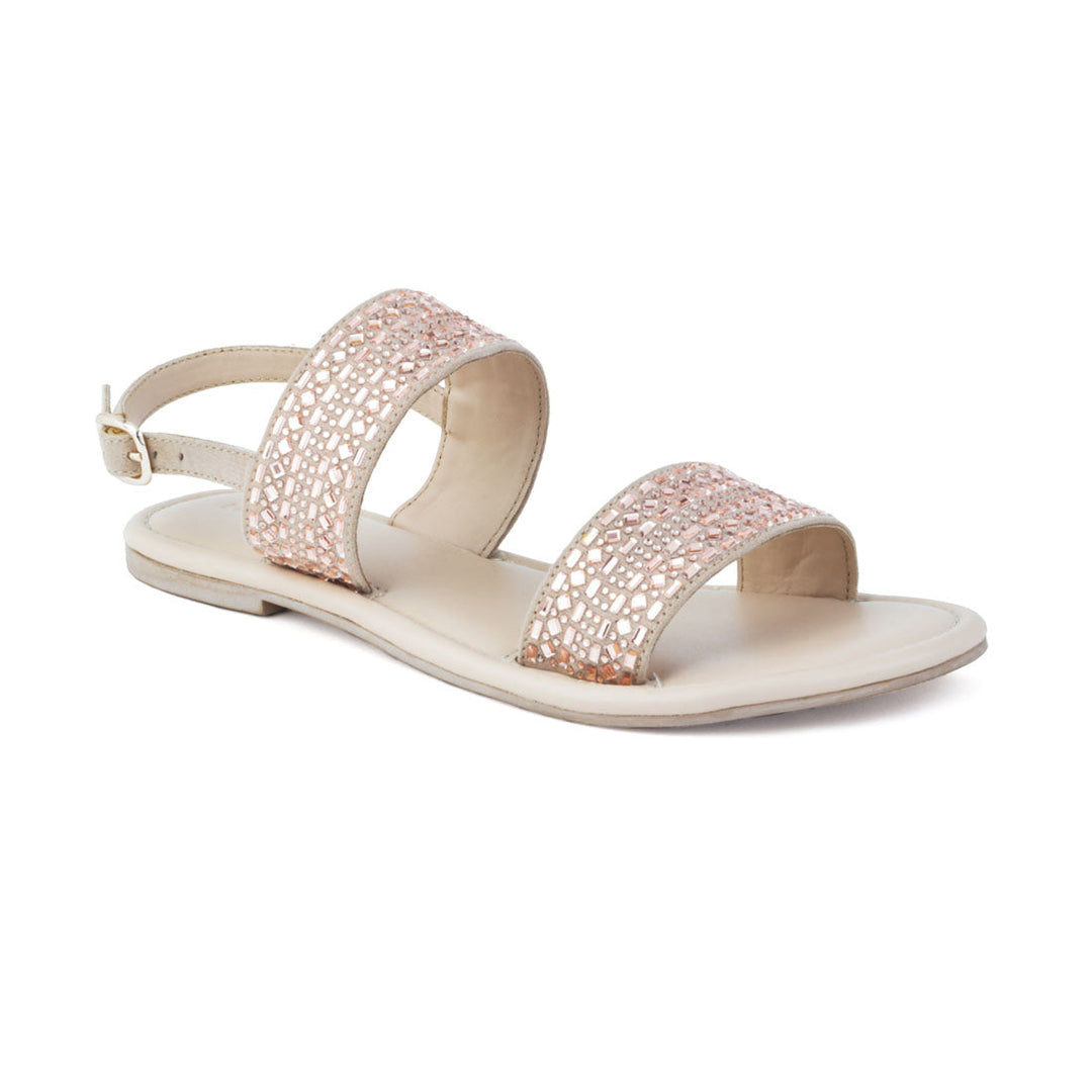 Pink Suede Studded Flat Sandal - Pink