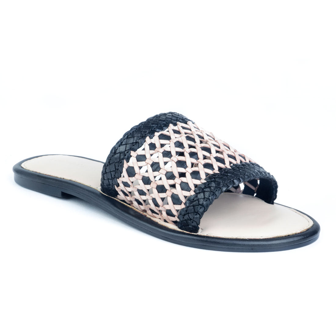 Nude and Black Woven Slip-On Flat - Nude