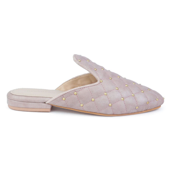 Studded and Quilted Pink Mule - Pink
