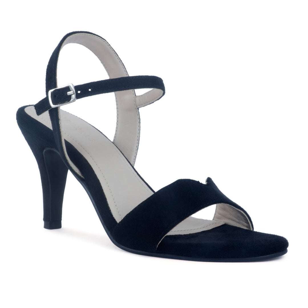 Black Suede Stiletto Sandal - Black