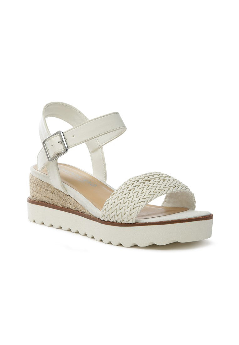 White Braided Espadrille Wedge Sandal - White